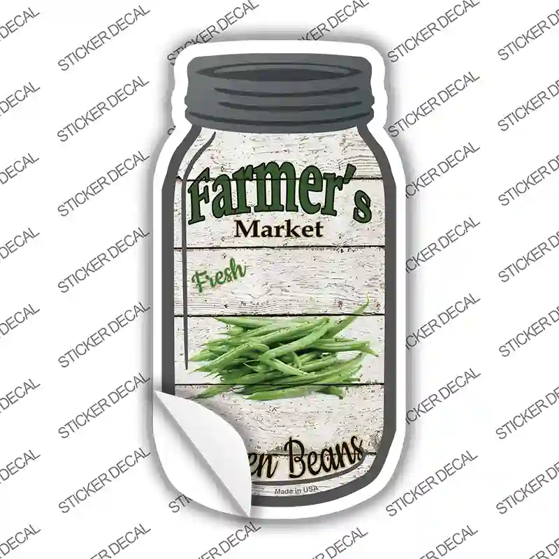 Green Beans Farmers Market Novelty Mason Jar Sticker Decal