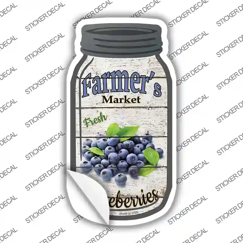Blueberries Farmers Market Novelty Mason Jar Sticker Decal