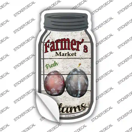 Plums Farmers Market Novelty Mason Jar Sticker Decal