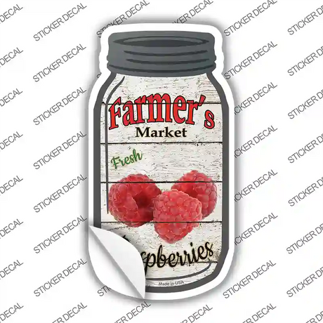 Raspberries Farmers Market Novelty Mason Jar Sticker Decal