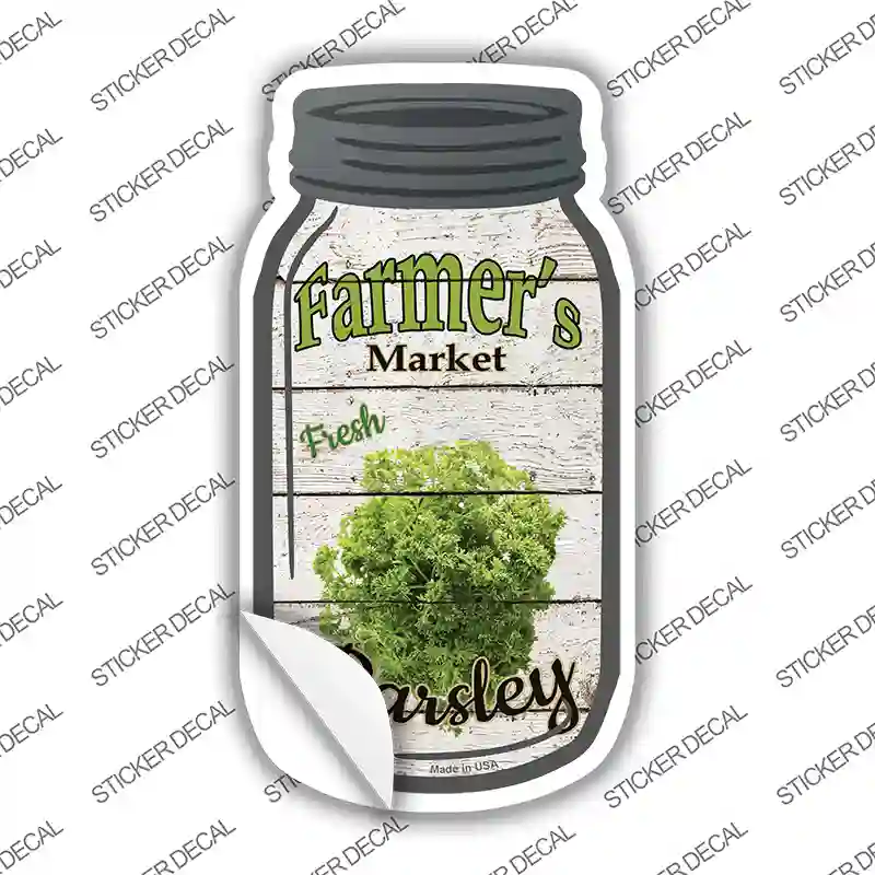 Parsley Farmers Market Novelty Mason Jar Sticker Decal
