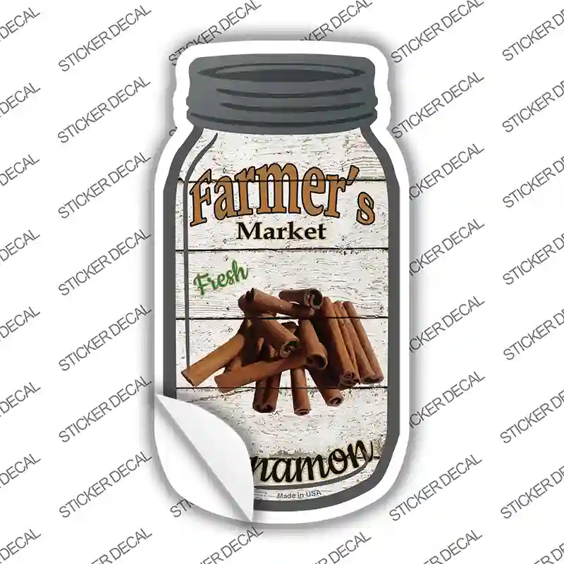 Cinnamon Farmers Market Novelty Mason Jar Sticker Decal