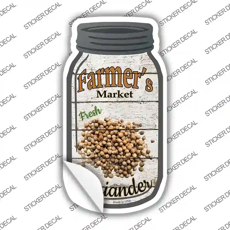 Coriander Farmers Market Novelty Mason Jar Sticker Decal