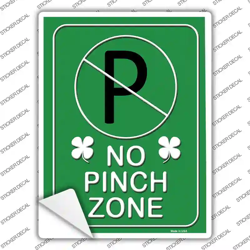 No Pinch Zone Green Novelty Rectangle Sticker Decal