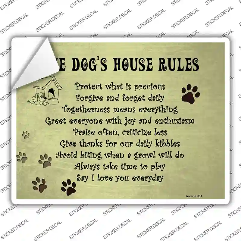 Dog House Rules Novelty Rectangle Sticker Decal