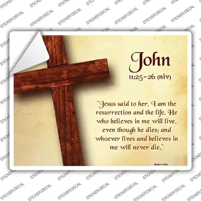 John 11:25-26 Novelty Rectangle Sticker Decal