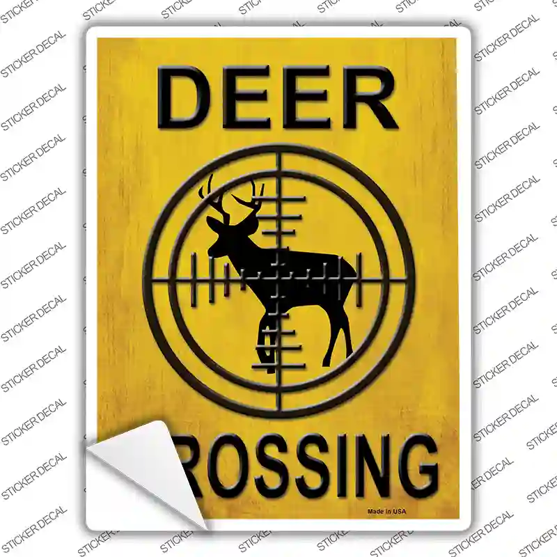 Deer Crossing Novelty Rectangle Sticker Decal