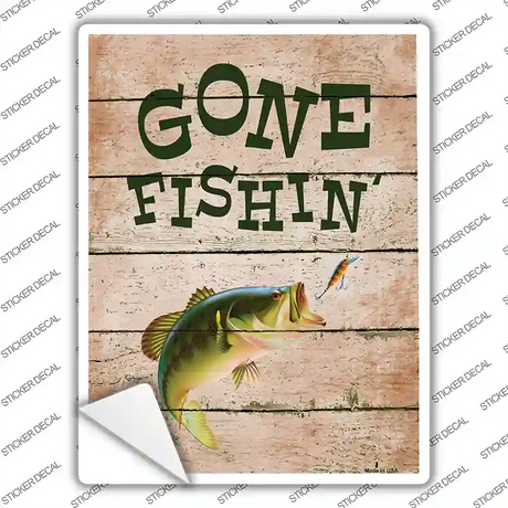 Gone Fishing Novelty Rectangle Sticker Decal