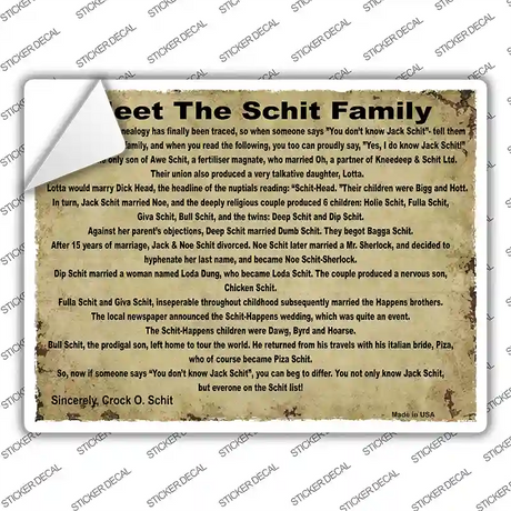 Meet The Schit Family Novelty Rectangle Sticker Decal