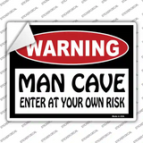 WARNING Man Cave Enter at Your Risk Novelty Rectangle Sticker Decal