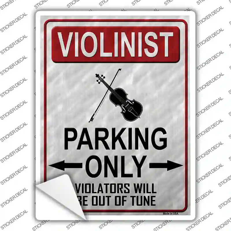 Violinist Parking Novelty Rectangle Sticker Decal