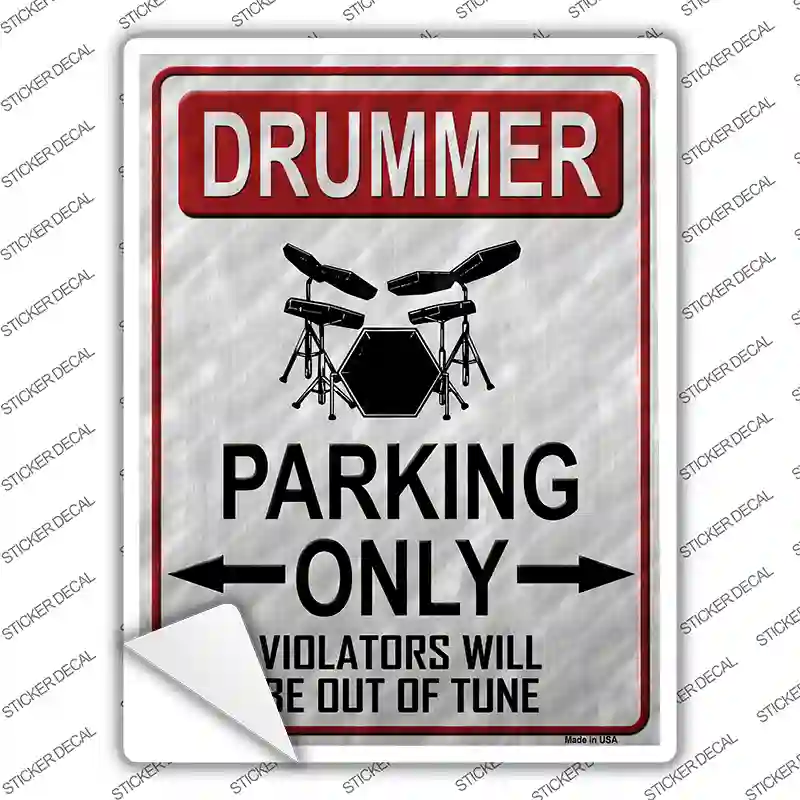 Drummer Parking Novelty Rectangle Sticker Decal