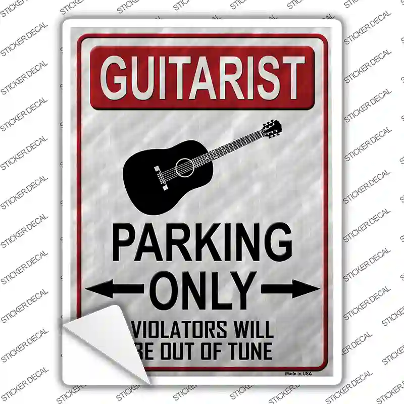 Guitarist Parking Novelty Rectangle Sticker Decal