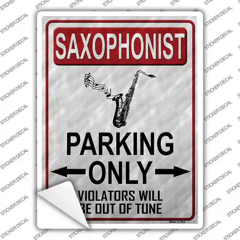 Saxophonist Parking Novelty Rectangle Sticker Decal
