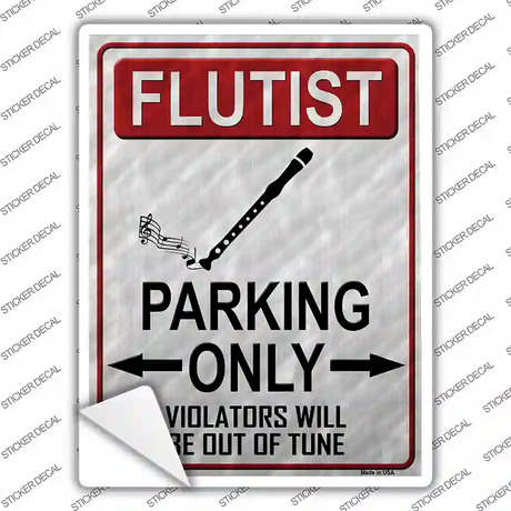 Flutist Parking Novelty Rectangle Sticker Decal