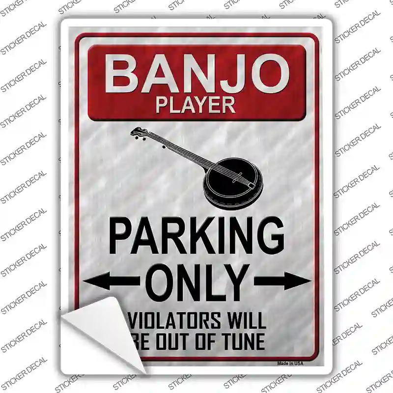Banjo Player Parking Novelty Rectangle Sticker Decal