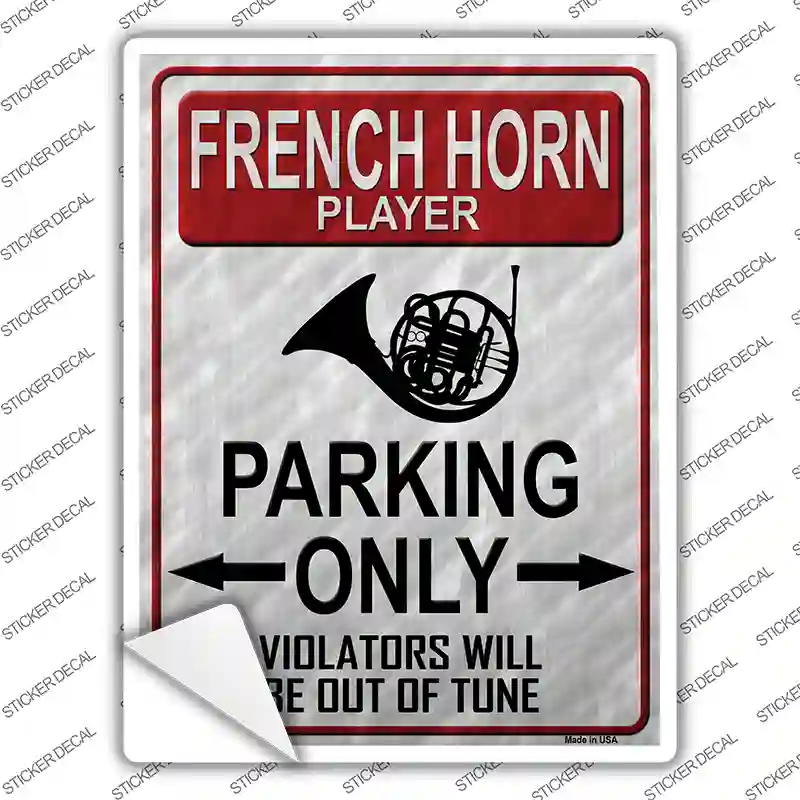 French Horn Player Parking Novelty Rectangle Sticker Decal