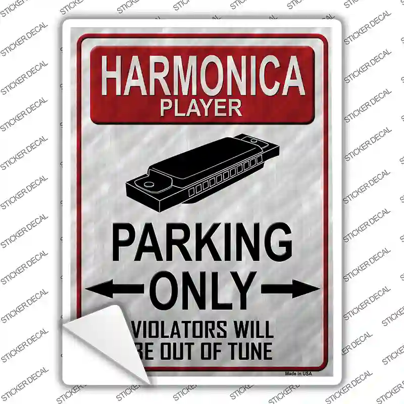 Harmonica Player Parking Novelty Rectangle Sticker Decal