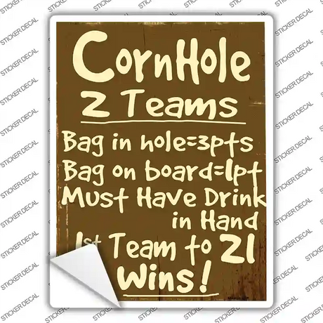 Cornhole Rules Novelty Rectangle Sticker Decal