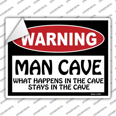 Man Cave What Happens In The Cave Novelty Rectangle Sticker Decal