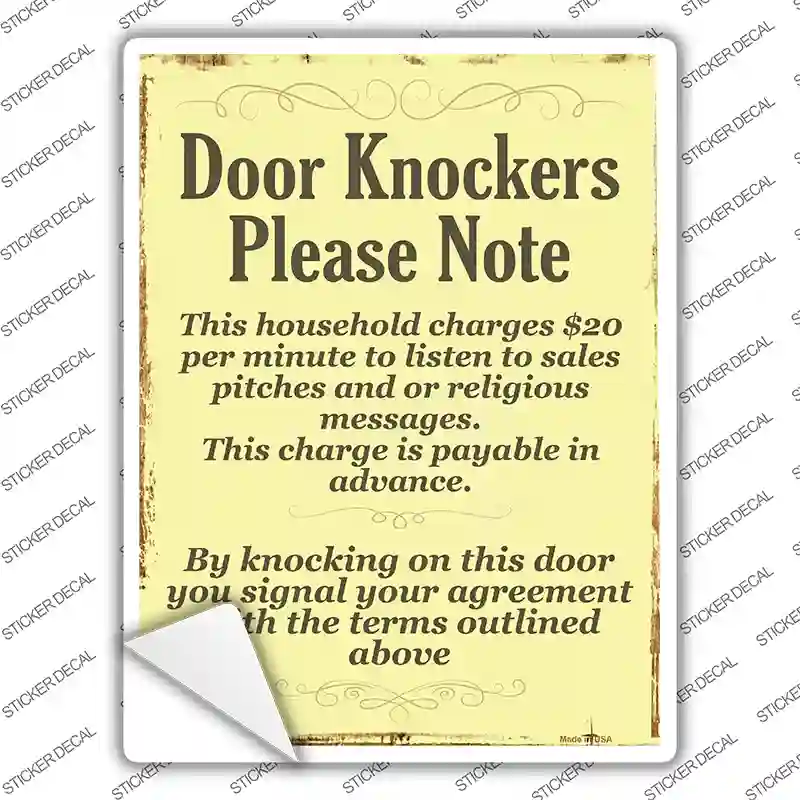 Door Knockers Novelty Rectangle Sticker Decal