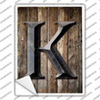 Letter K Novelty Rectangle Sticker Decal