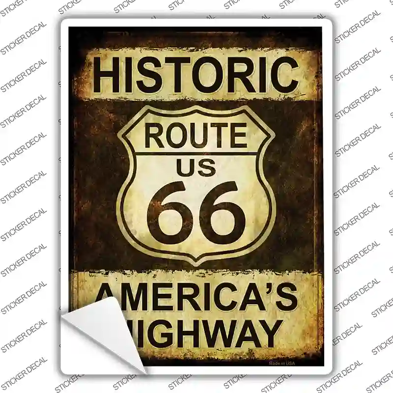 Rusty Historic Route 66 Novelty Rectangle Sticker Decal