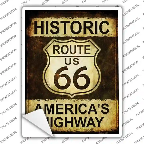 Rusty Historic Route 66 Novelty Rectangle Sticker Decal