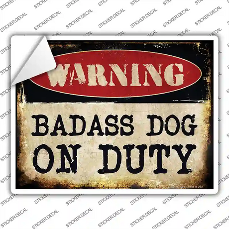 Badass Dog Novelty Rectangle Sticker Decal