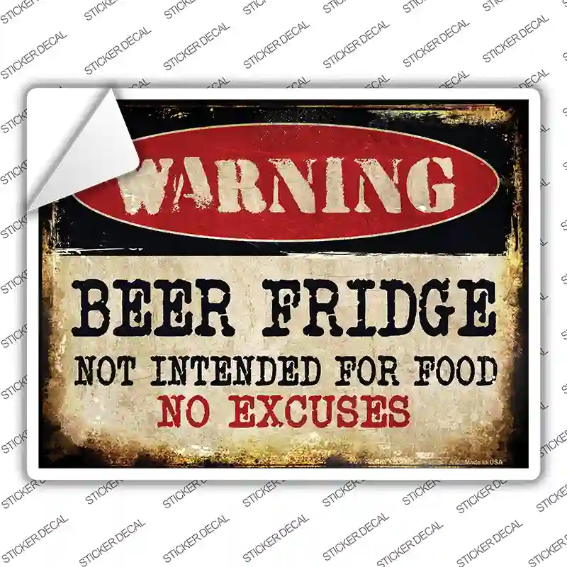 Beer Fridge Novelty Rectangle Sticker Decal