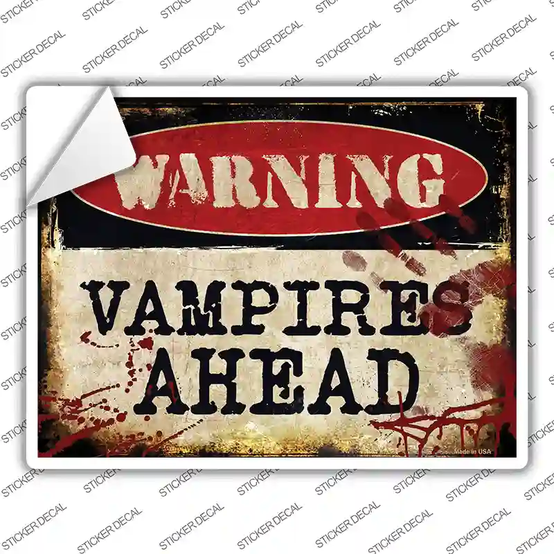 Vampires Ahead Novelty Rectangle Sticker Decal