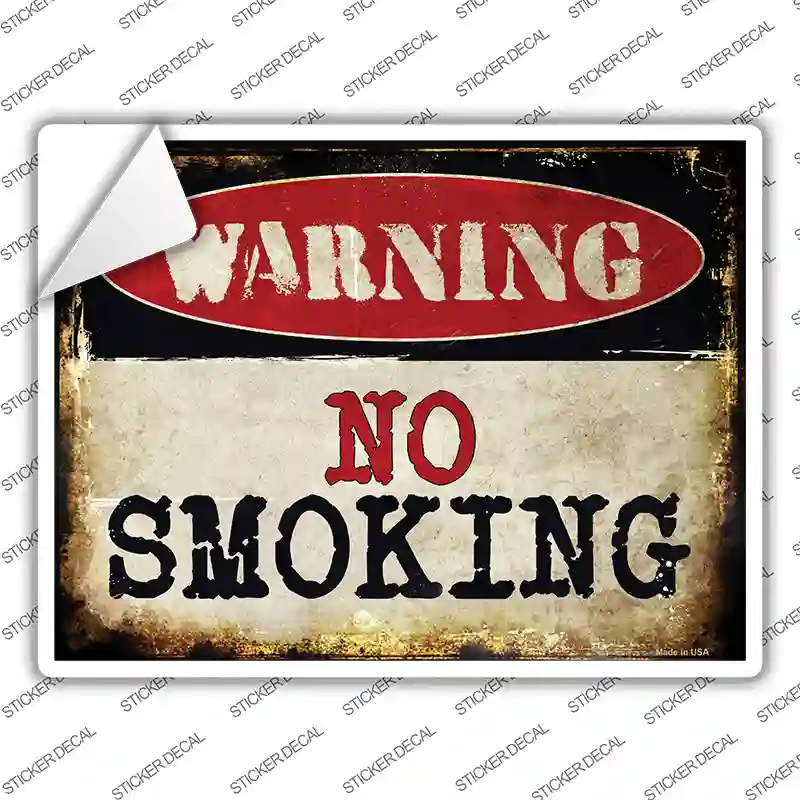 Warning No Smoking Novelty Rectangle Sticker Decal