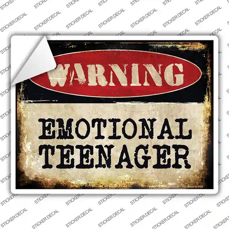 Emotional Teenager Novelty Rectangle Sticker Decal