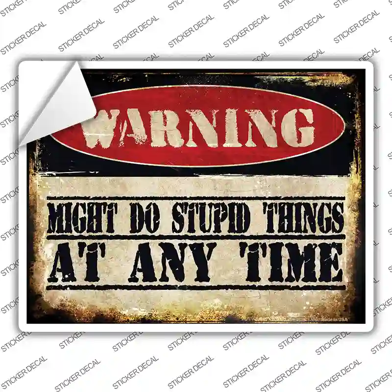 Stupid Things Any Time Novelty Rectangle Sticker Decal