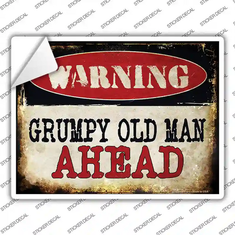 Grumpy Old Man Novelty Rectangle Sticker Decal