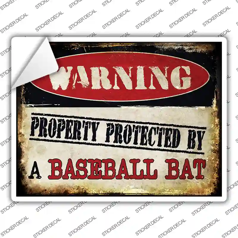 Baseball Bat Novelty Rectangle Sticker Decal