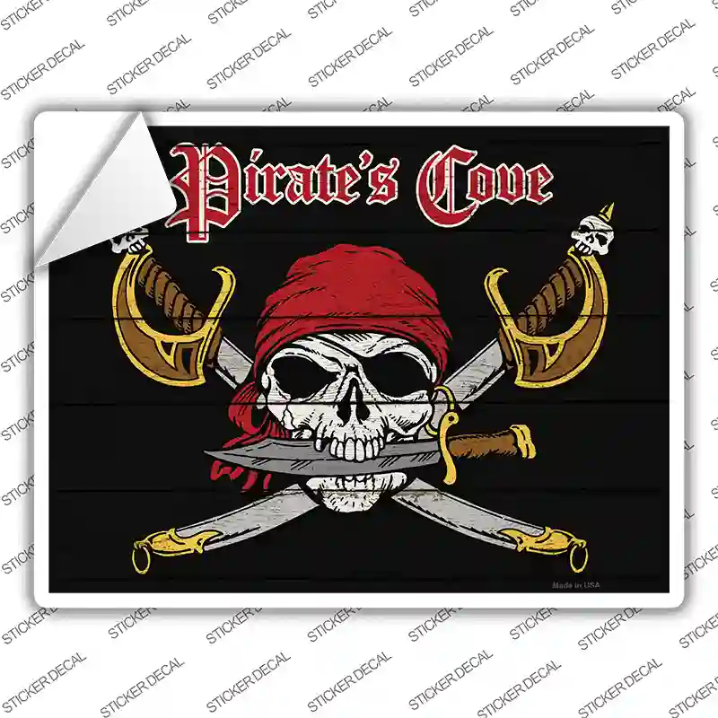 Pirates Cove Skull Novelty Rectangle Sticker Decal