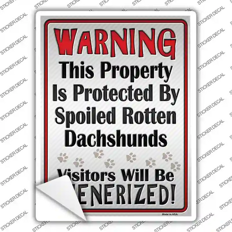 Protected By Dachshund Novelty Rectangle Sticker Decal
