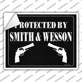Protected by Smith and Wesson Novelty Rectangle Sticker Decal
