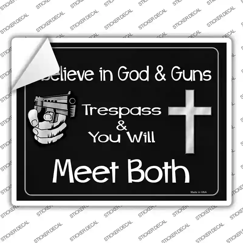 I Believe In God and Guns Novelty Rectangle Sticker Decal