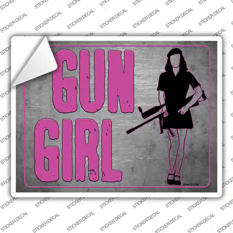 Gun Girl Novelty Rectangle Sticker Decal