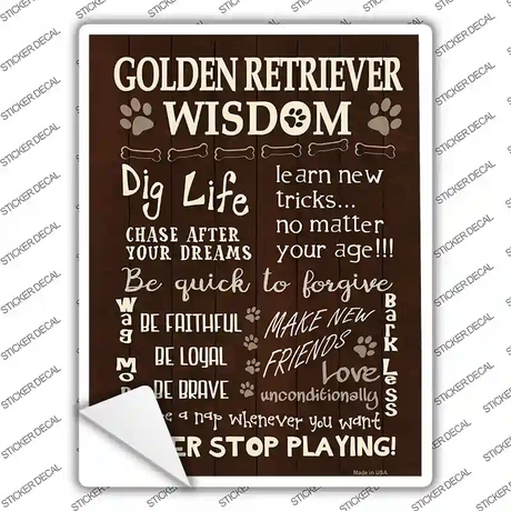 Golden Retriever Wisdom Novelty Rectangle Sticker Decal