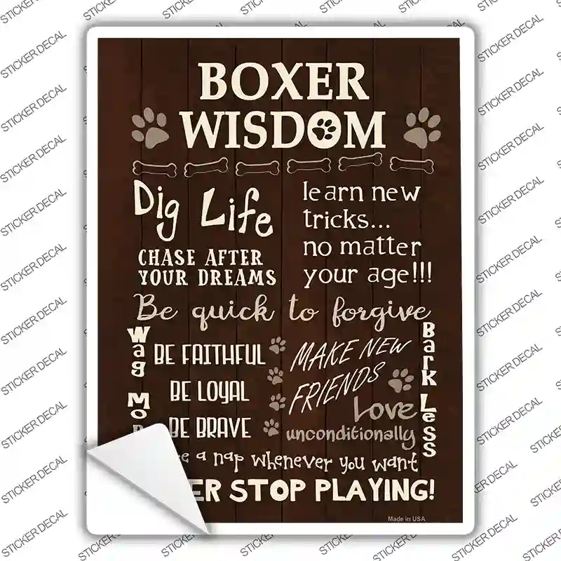 Boxer Wisdom Novelty Rectangle Sticker Decal