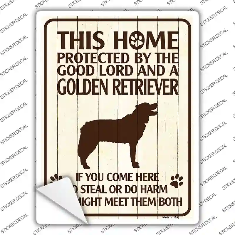 Golden Retriever Protected Novelty Rectangle Sticker Decal