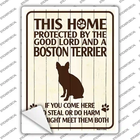 Boston Terrier Protected Novelty Rectangle Sticker Decal