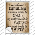 Without Dalmatians My House Would Be Clean Novelty Rectangle Sticker Decal
