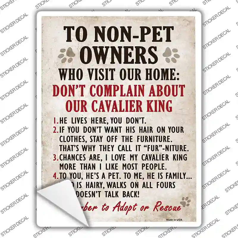 Non-Pet Owners Cavalier King Novelty Rectangle Sticker Decal
