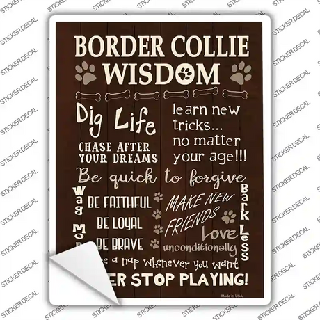 Border Collie Wisdom Novelty Rectangle Sticker Decal