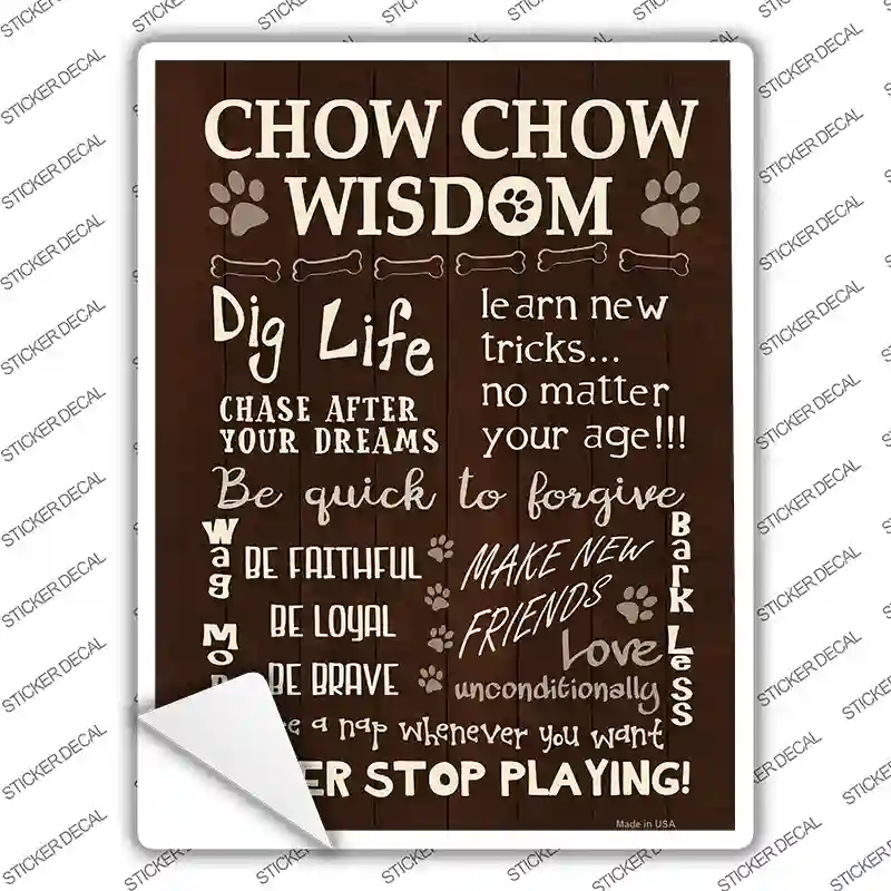 Chow Chow Wisdom Novelty Rectangle Sticker Decal