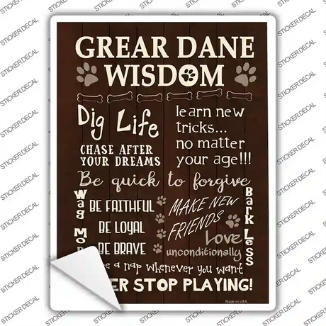 Great Dane Wisdom Novelty Rectangle Sticker Decal